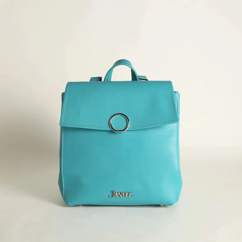 Avery leather convertible backpack in Turquoise, handmade in Maine by Janell Bags