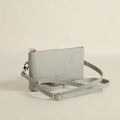 Bristol leather crossbody wallet in Hartland Light Gray, handmade in Maine by Janell Bags