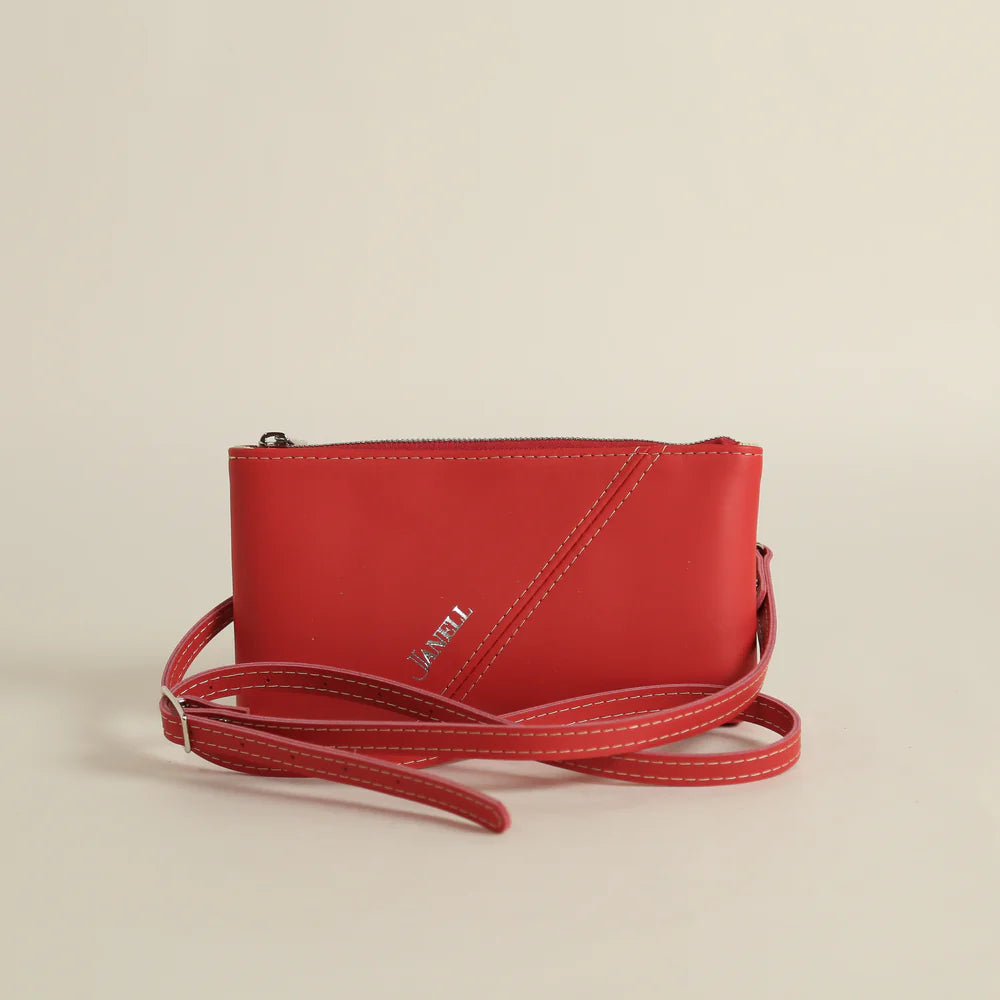 Bristol leather crossbody wallet in Hartland Ruby Red, handmade in Maine by Janell Bags