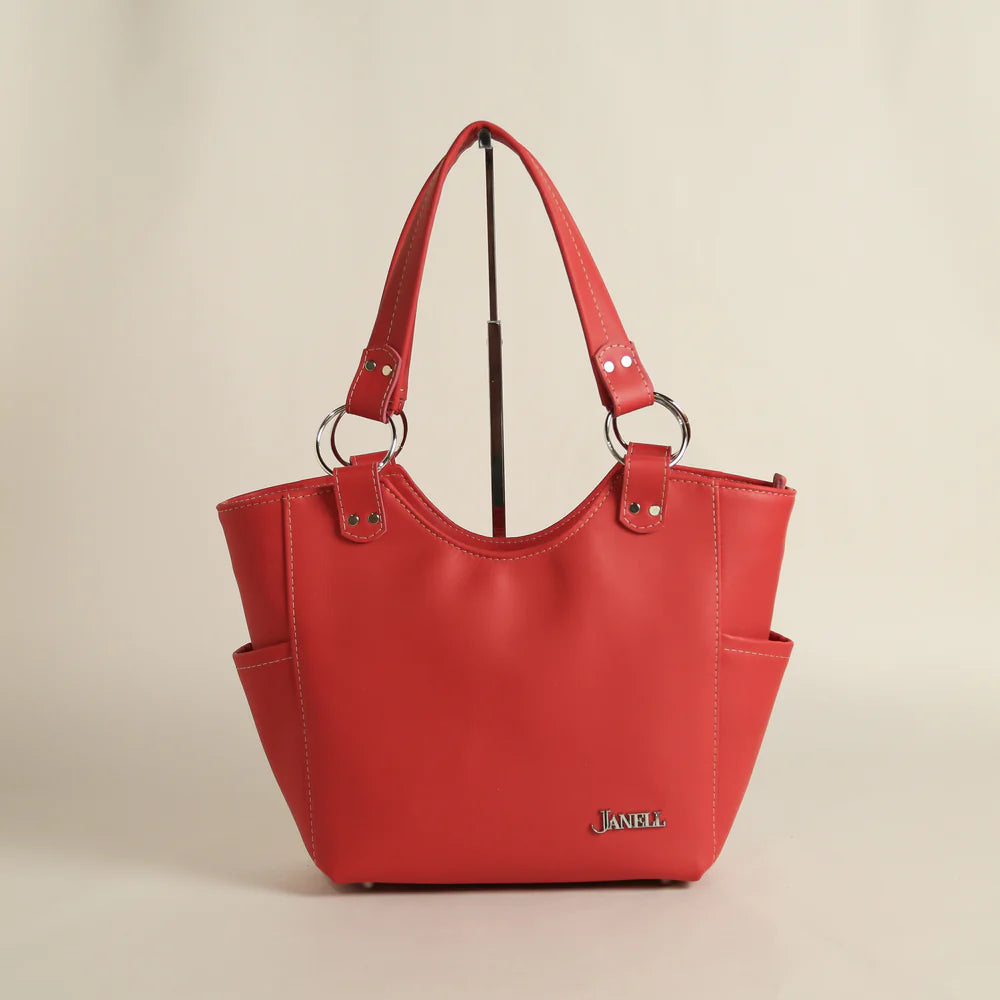 Brooklyn leather tote in Hartland Ruby Red, handmade in Maine by Janell Bags