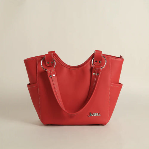 Brooklyn leather tote in Hartland Ruby Red, handmade in Maine by Janell Bags