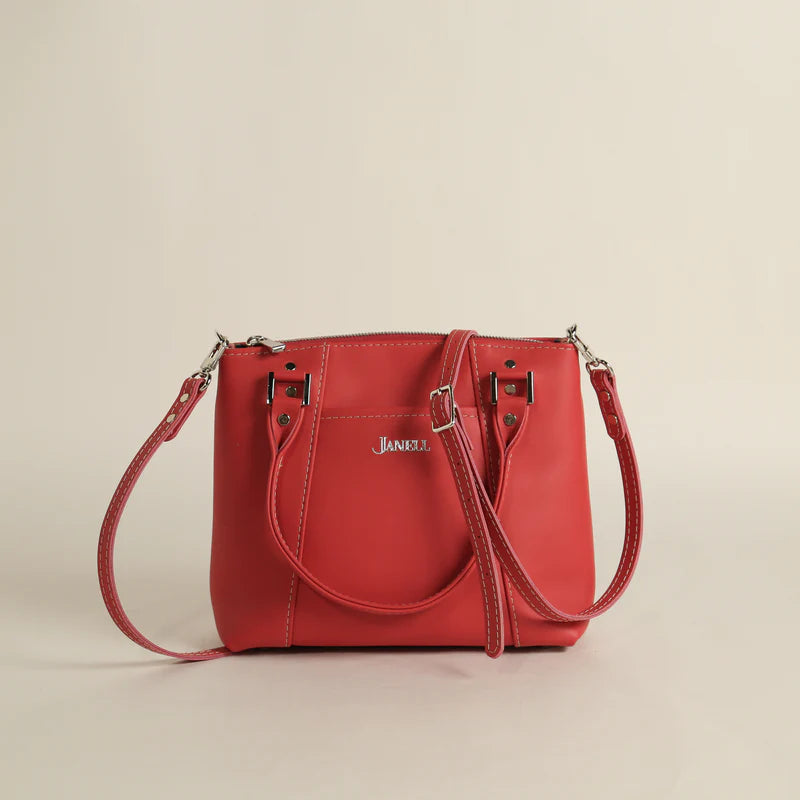 Camille leather clutch and crossbody bag in Hartland Ruby Red, handmade in Maine by Janell Bags