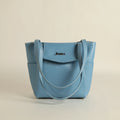 Ellie small leather shoulder bag in Wildflower Blue, handmade in Maine by Janell Bags