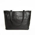 Lizzie large leather work tote in Black leather, handmade in Maine by Janell Bags