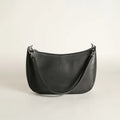 Sophia small leather shoulder bag in black leather, handmade in Maine by Janell Bags